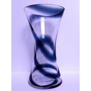 Anne Nilsson Blue Swirl Diabolo Art Glass Vase - 12" Postmodern Statement Piece